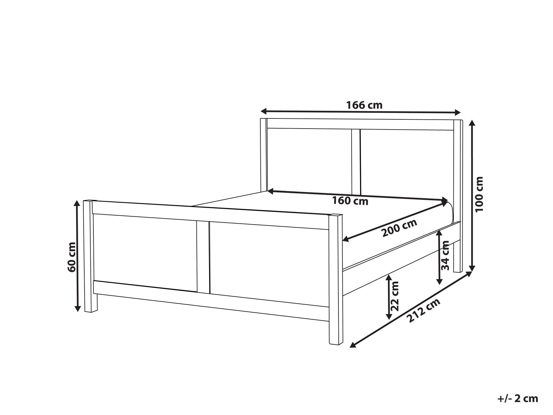 Bed Wood CHAMPAGNAT 160 x 200 cm (EU King Size) White_960224
