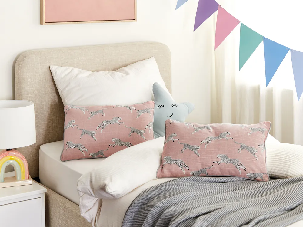 Dekokissen 2er Set ARALES 30 x 50 cm Baumwolle Pastellrosa Tiermuster