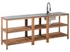 Outdoor-Küche 3er Set mit Spüle BRUCOLI Braun / Schwarz Akazienholz