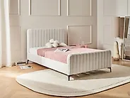 Bett mit Lattenrost Bouclé LUNAN 120 x 200 cm Cremeweiß_1187180