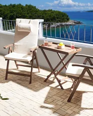 Set mit 2 Stühlen und Sitzkissen AMANTEA PREMIUM Akazienholz Hellbeige_995111