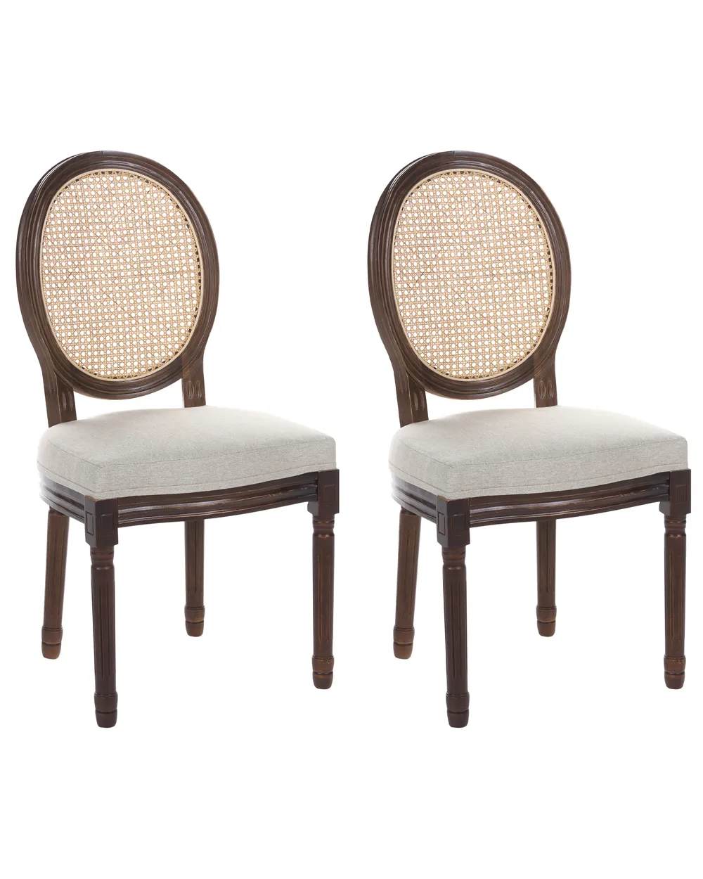 Set of 2 Chairs NIVLOC Wood Dark Brown/ Beige_1095723