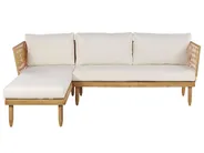 Lounge Set mit Tisch 4-Sitzer CREMONA Akazienholz Hellbraun / Cremeweiß rechtsseitig_834039