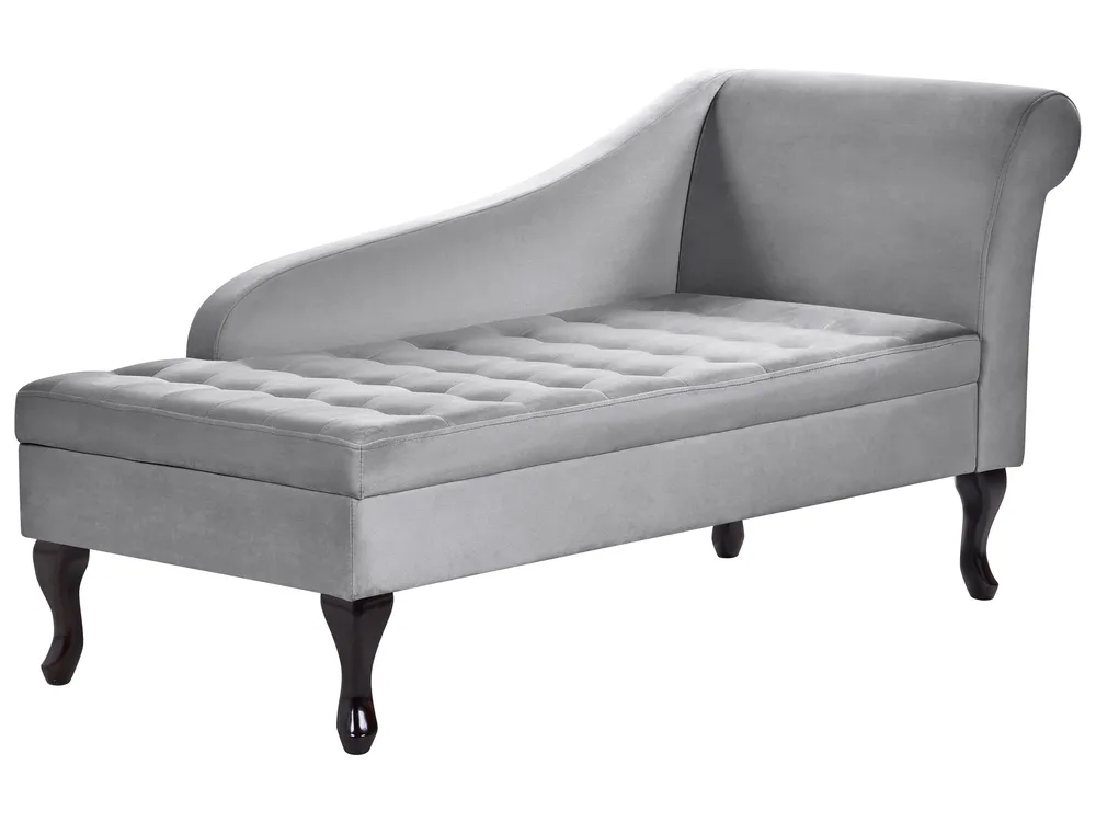 Rechtsseitige Chaiselongue PESSAC mit Stauraum Samtstoff Hellgrau_881796