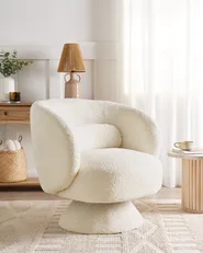 Drehsessel LIEKSA Bouclé Cremeweiß_938309