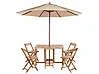 Gartenmöbel Set 4-Sitzer FRASSINE mit Schirm (12 Optionen) Akazienholz Naturfarben