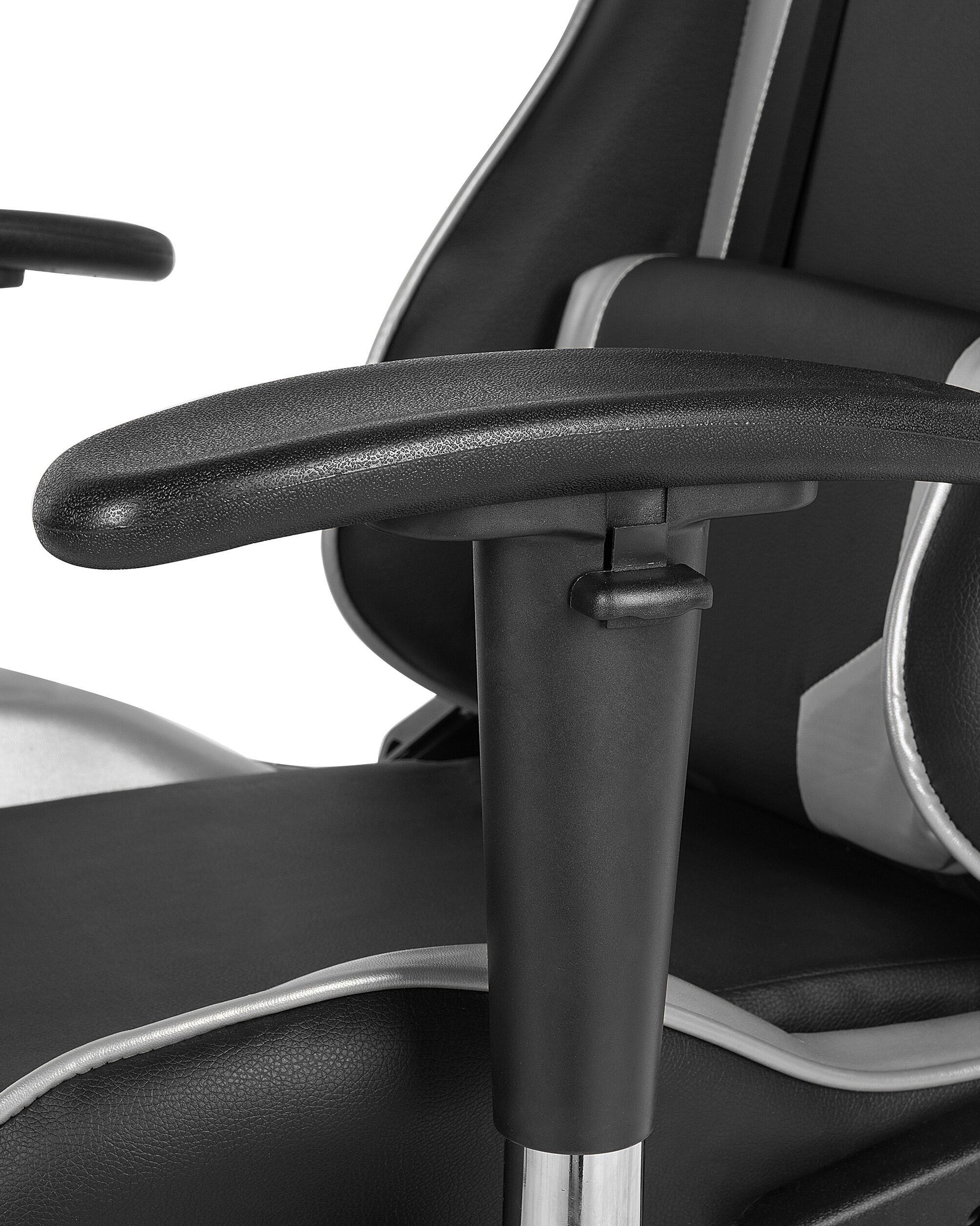 Gaming Chair Swivel KNIGHT Faux Leather Silver Beliani.de