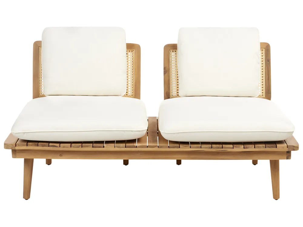 Lounge Set mit Tisch 4-Sitzer ACCADIA zertifiziertes Akazienholz Hellbeige_952770