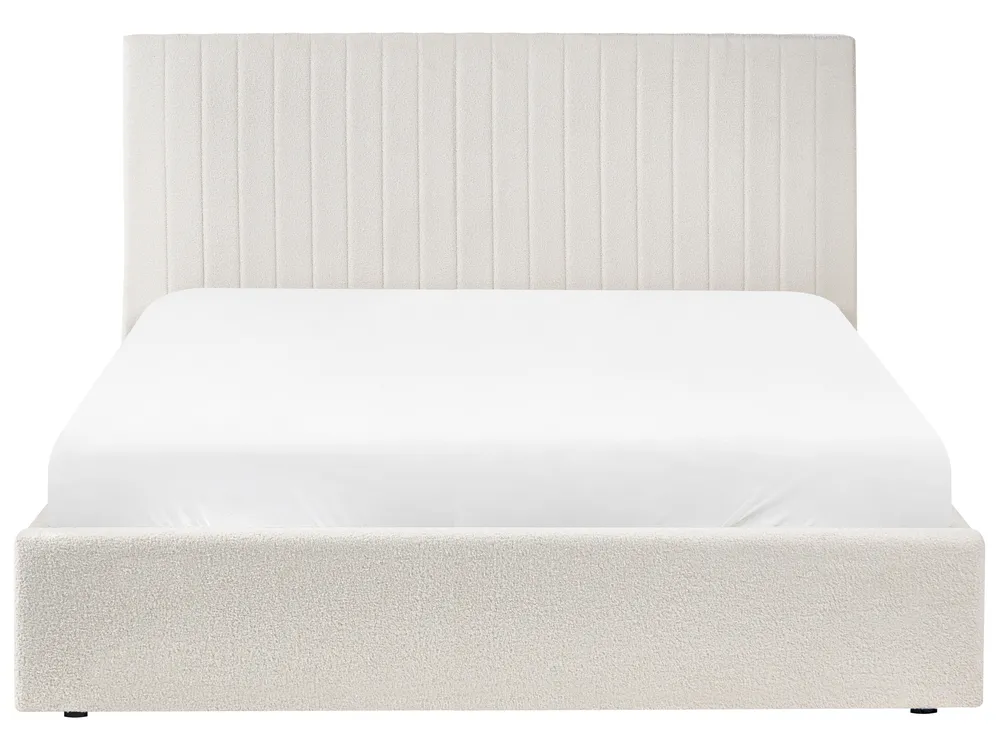 Bett mit Stauraum VION Bouclé Cremeweiß 160 x 200 cm_1042549