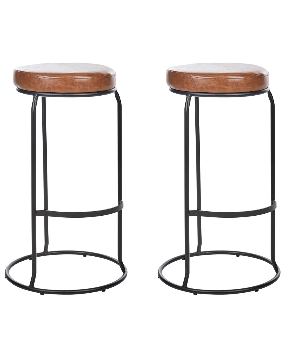 Set mit 2 Barhockern MILROY Kunstleder Braun