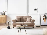 Sofa 2 Seater SKIVE Fabric Light Brown_946797