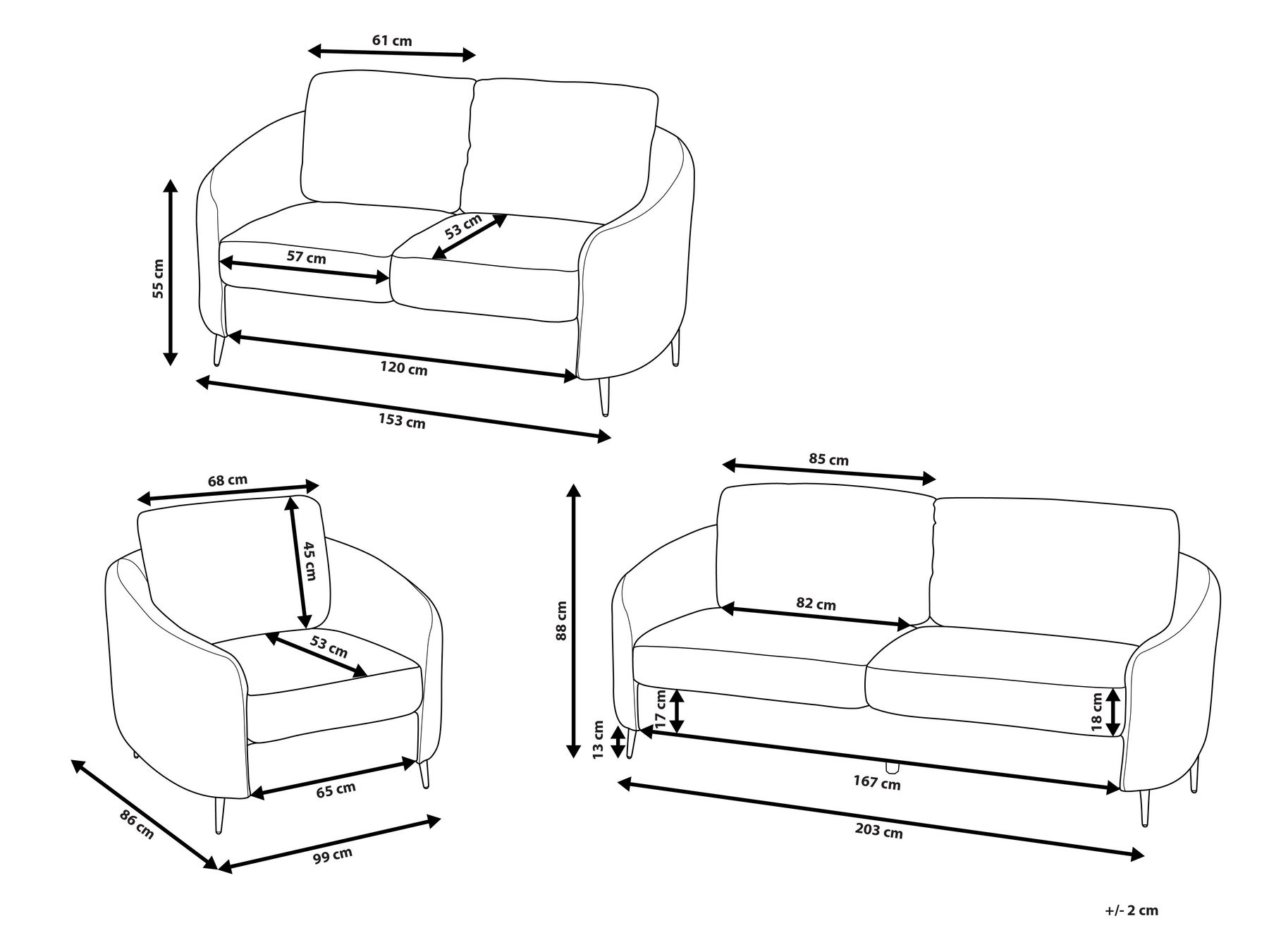 Sofa Set 6-Sitzer TROSA Stoff Hellbeige_910984