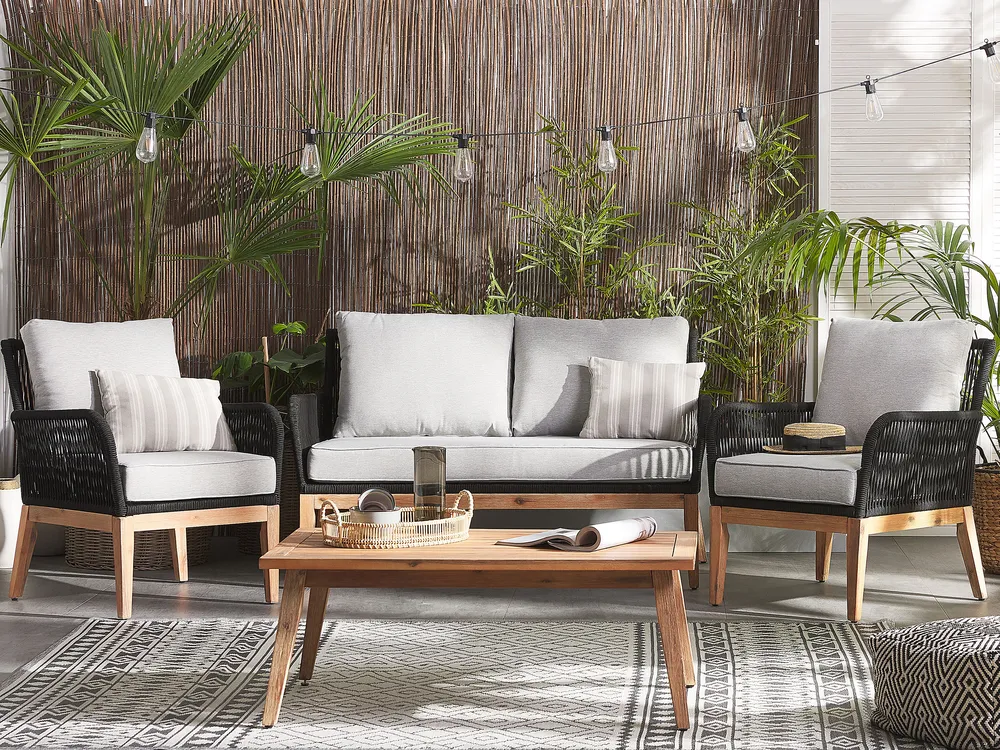 Lounge Set mit Tisch 4-Sitzer MERANO Akazienholz Grau_835854