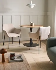 Esszimmerstuhl 2er Set BOWDON Chenillegewebe Hellbeige_1040038