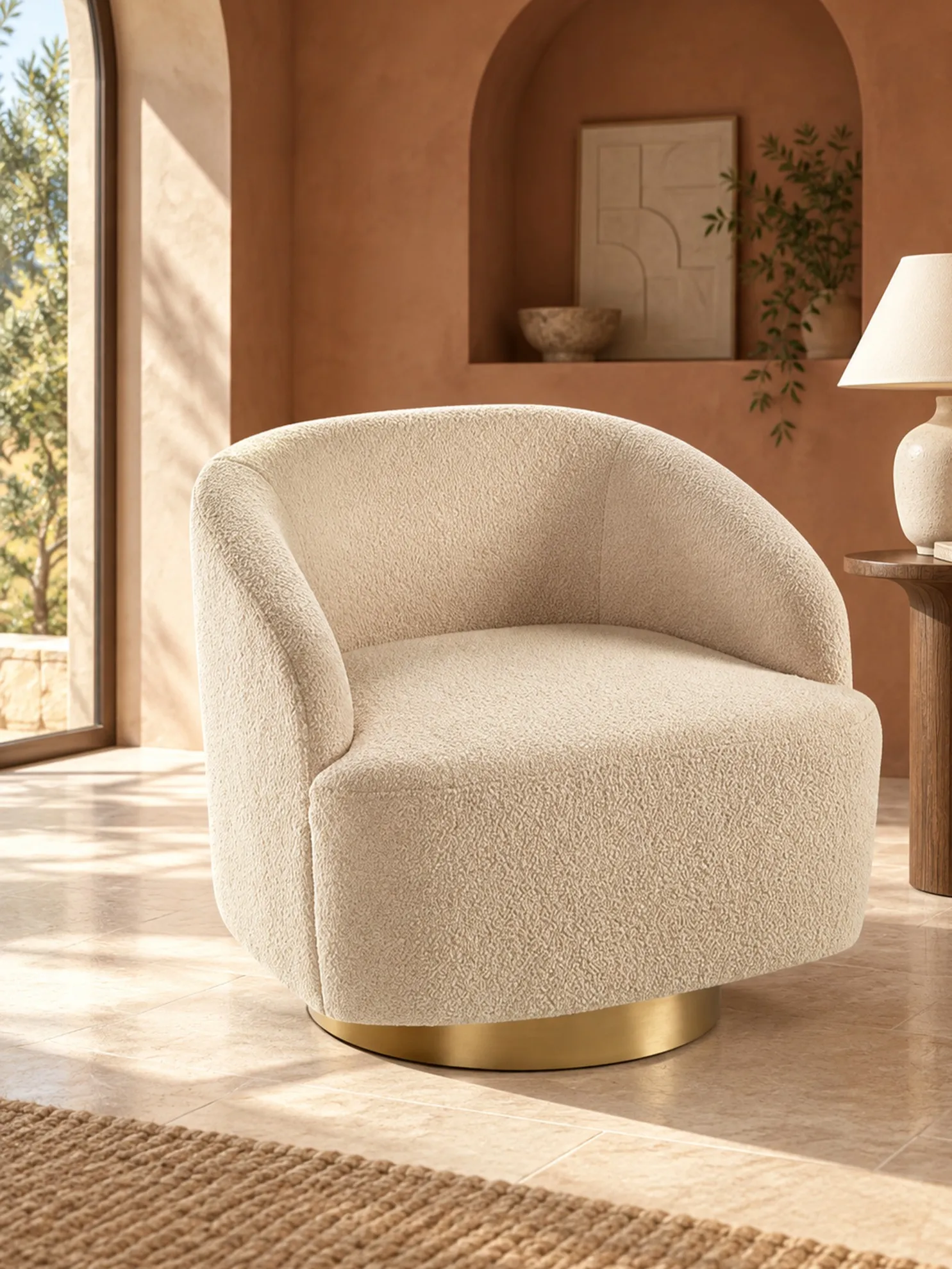 Armchair LAVIK Boucle Beige_952195