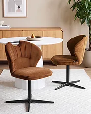 Set of 2 Chairs Swivel WORCESTER Chenille Golden Brown_1161664