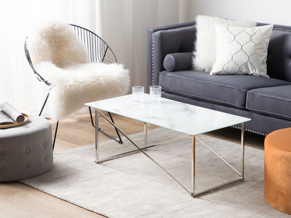 Salontafel EMPORIA Veiligheidsglas Marmer/zilver