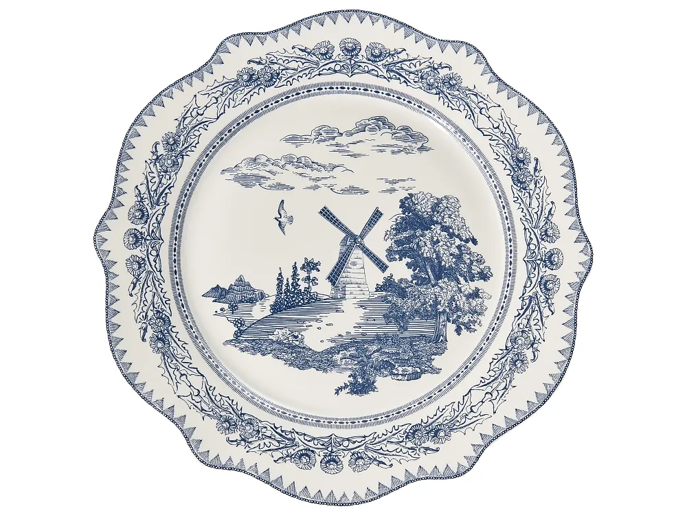 20-Piece Dinnerware Set BAY LEAF Porcelain White/Blue_1191732
