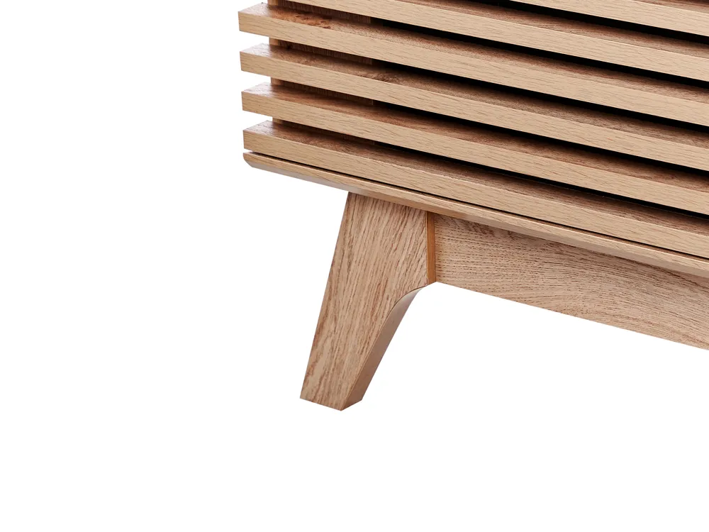 Meuble TV Suspendu Avec 3 Portes - 180 X 35 X 30 Cm - LEDs - MDF Et Panneau De Particules Naturel Et Noir Brillant 95495419