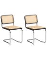 Esszimmerstuhl 2er Set CORDOVA Rattan Schwarz