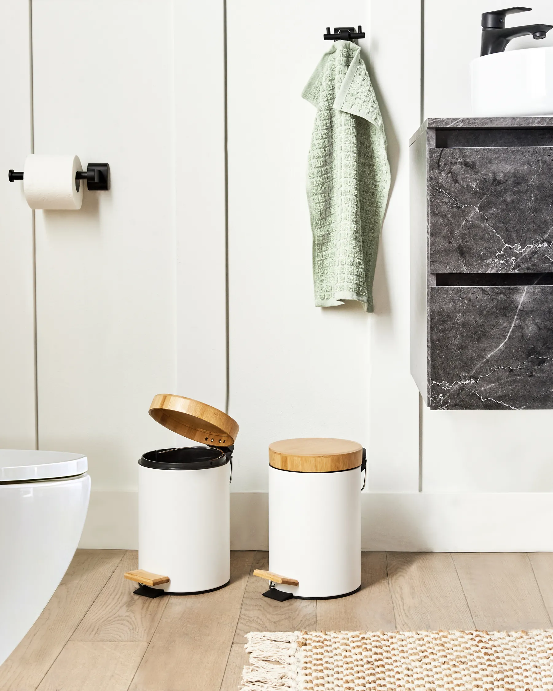 Set of 2 Pedal Waste Bins 3 L ECOSMART Metal White_992908