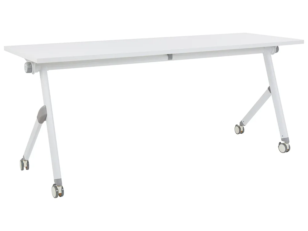 Zusammenklappbarer Schreibtisch BENDI Weiß 180 cm 60 cm mit Rädern ...