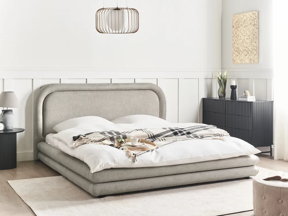 Bett mit Lattenrost Kunstleinen LAVARDENS 180 x 200 cm Taupe