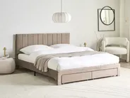 Krevet s ladicama LONZAC Samet Sivo-bež 160 x 200 cm_1014841