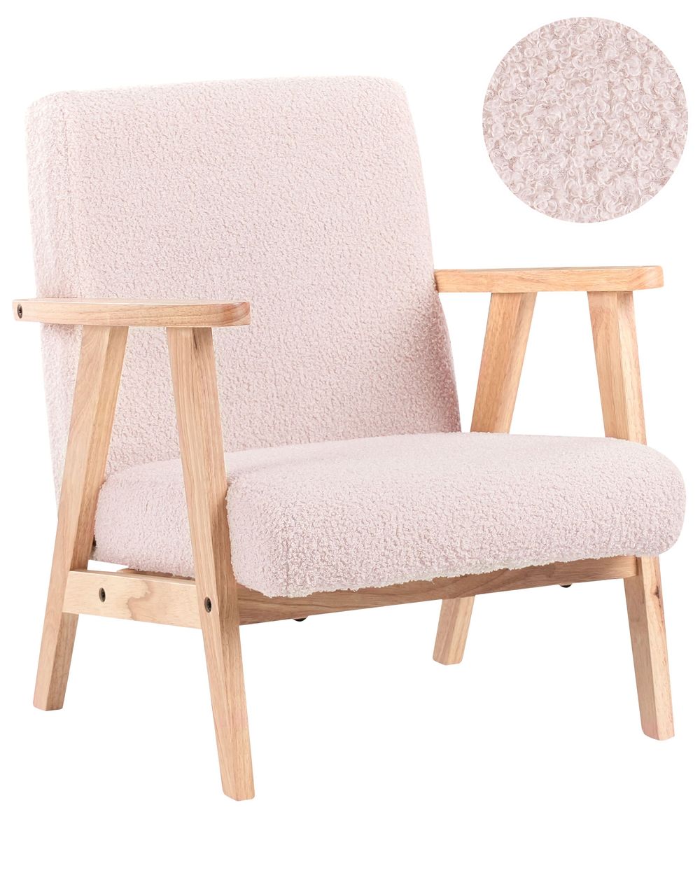 Fauteuil pour enfants LINDE Bouclé Rose pastel