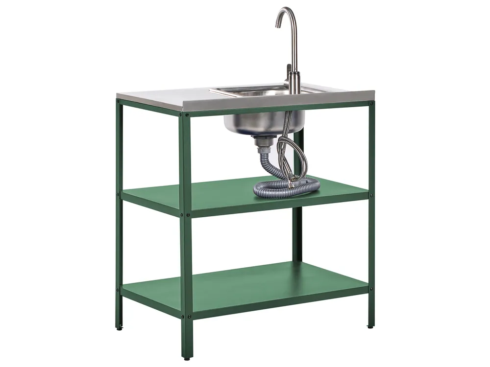 Outdoor-Küche 3er Set mit Spüle VILAMA Grün Metall_974387
