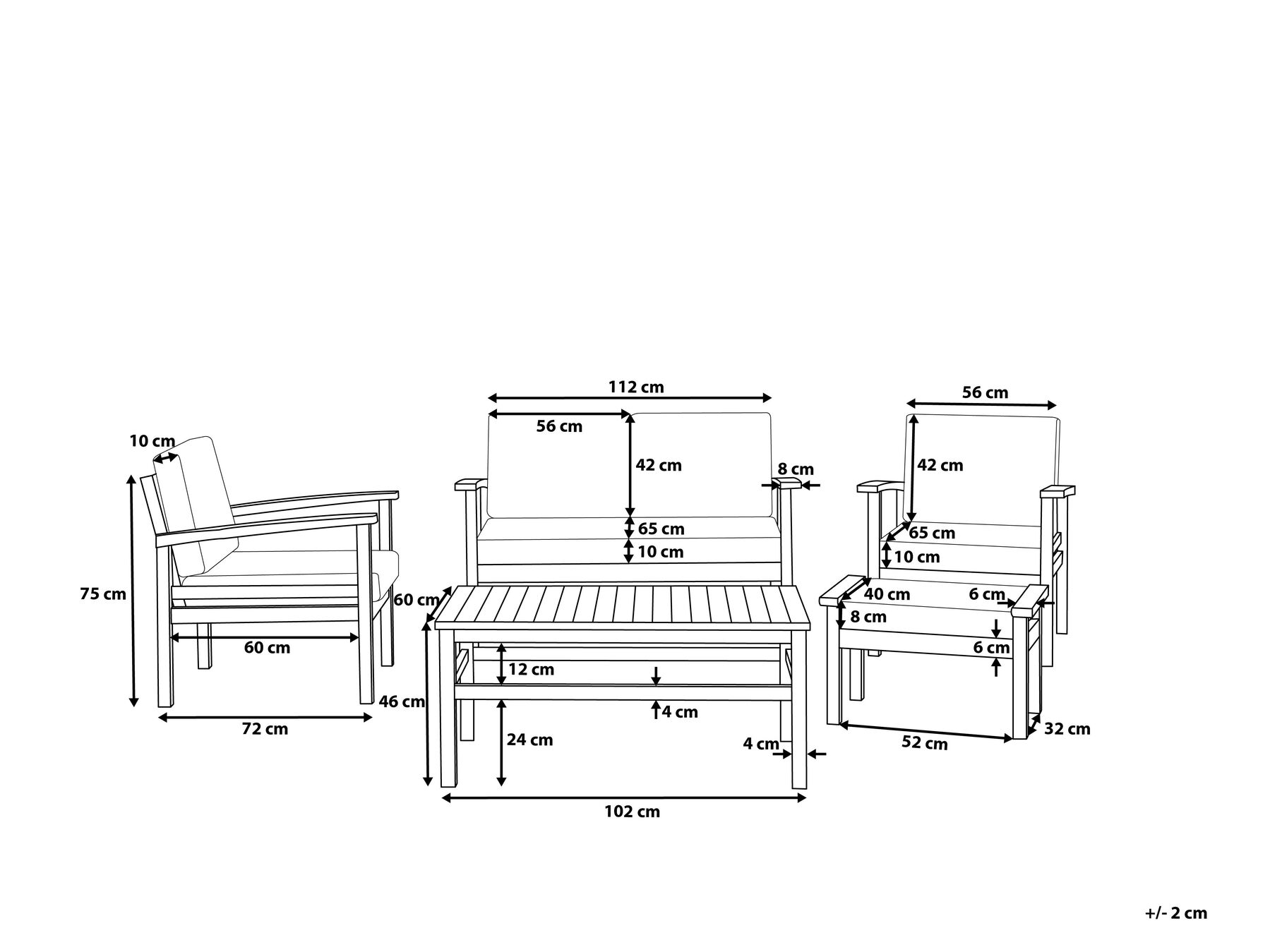 Lounge Set mit Tisch 4-Sitzer MANILA zertifiziertes Akazienholz Dunkelbraun_862496