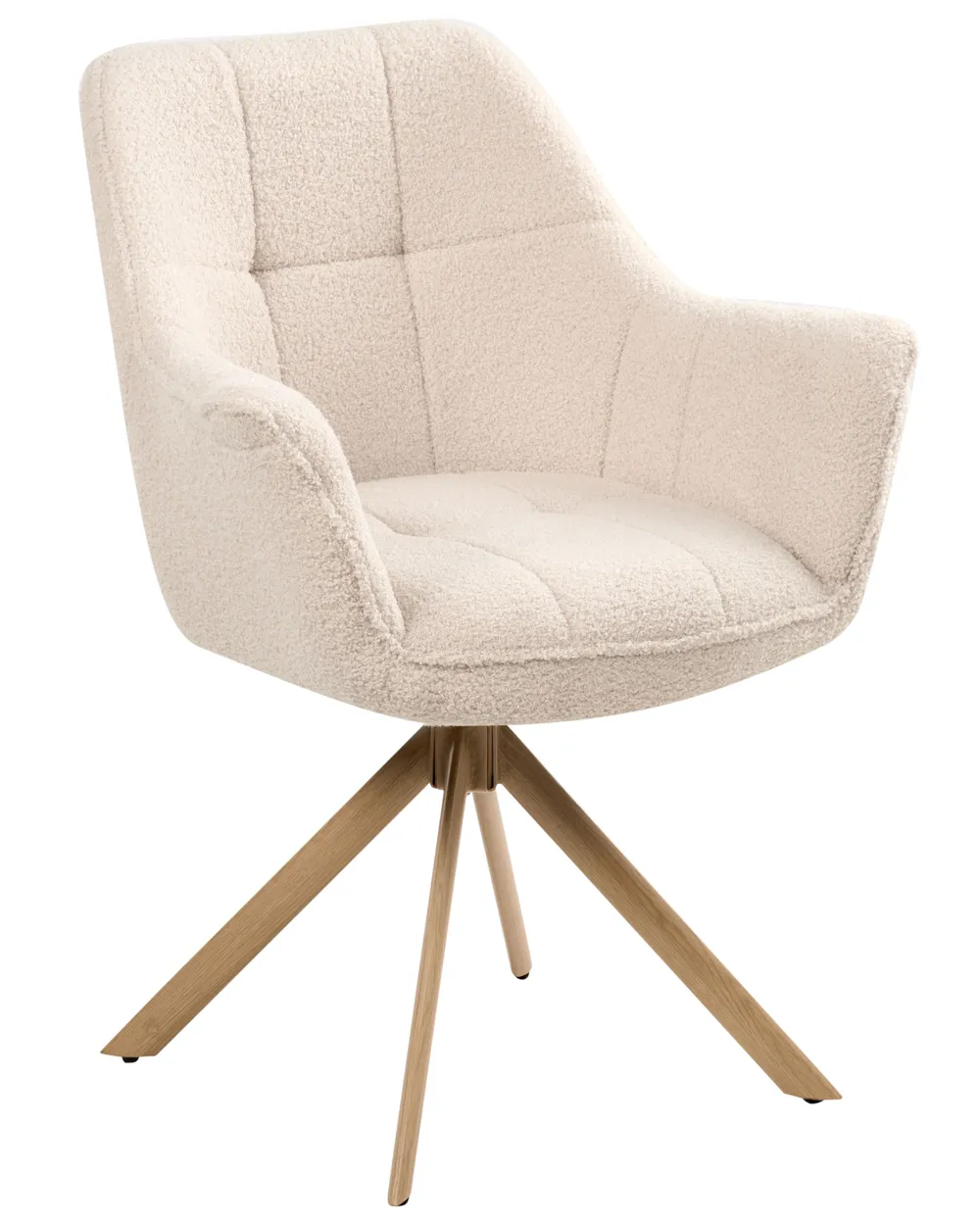 Esszimmerstuhl drehbar HAYDEN Bouclé Hellbeige_1037126