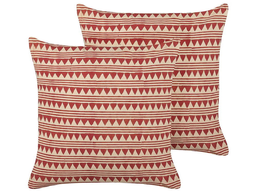 Dekokissen 2er Set DEGLUPTA 45 x 45 cm Baumwolle Rot ZickZack-Muster