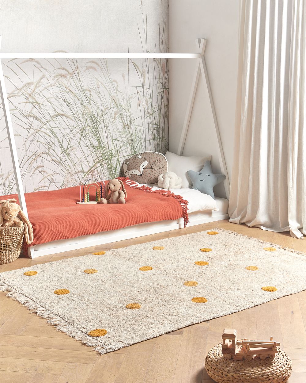 Kindervloerkleed DARDERE Geel 140 x 200 cm Katoen