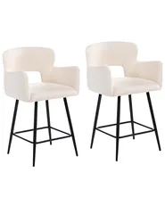 Set of 2 Bar Chairs SANILAC Boucle Off-White_1022204