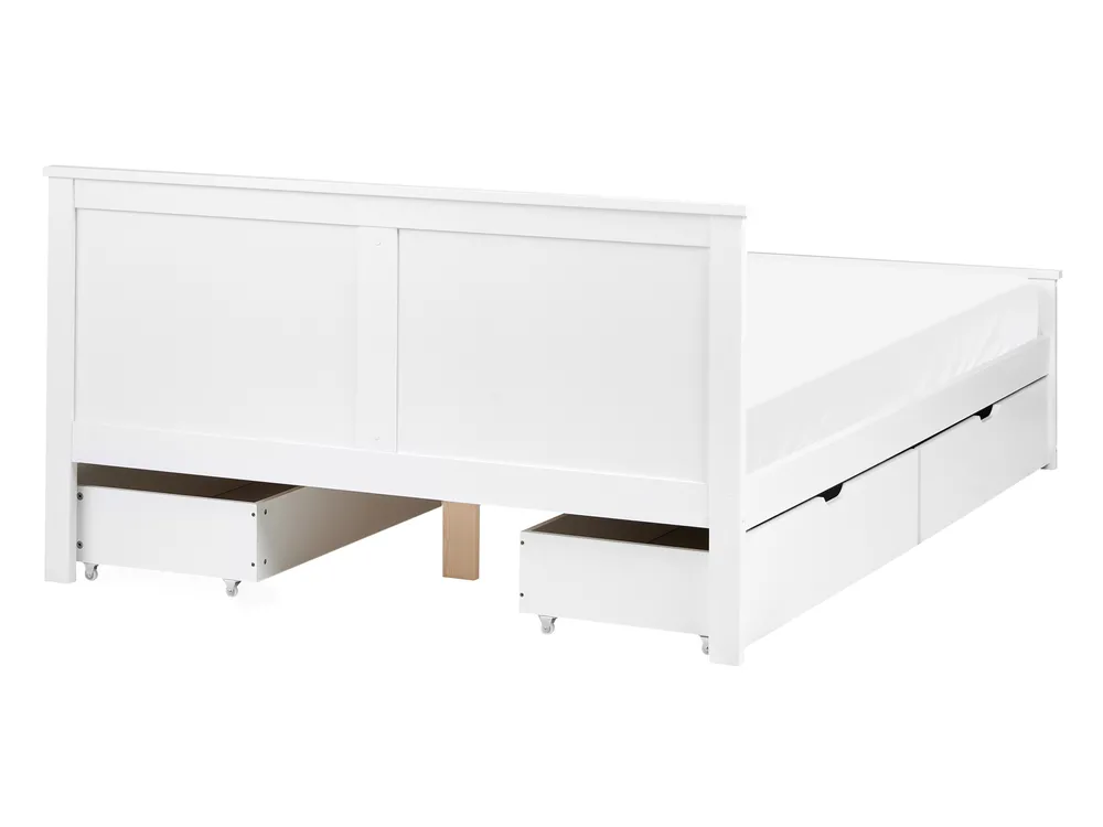 Bett mit 4 Schubladen SABRAN Kiefernholz Weiß 140 x 200 cm_1061273
