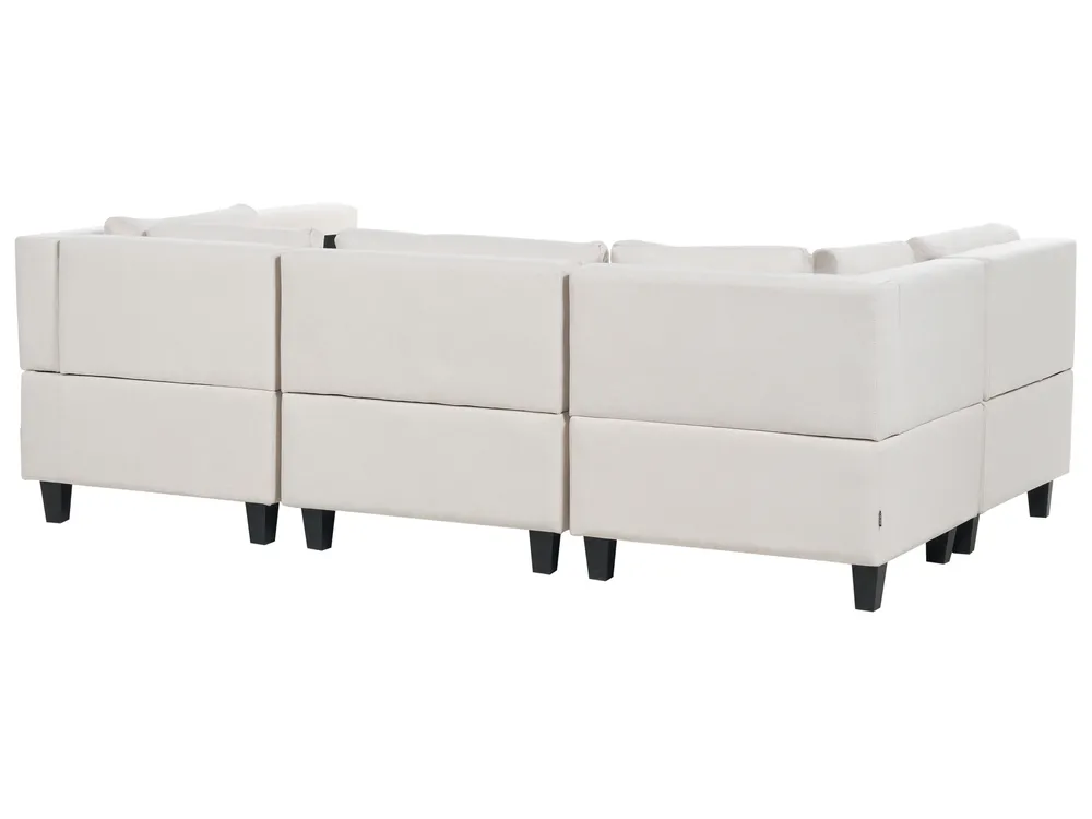 U-förmiges Modulsofa 5-Sitzer UNSTAD mit Ottomane Stoff Hellbeige_891135