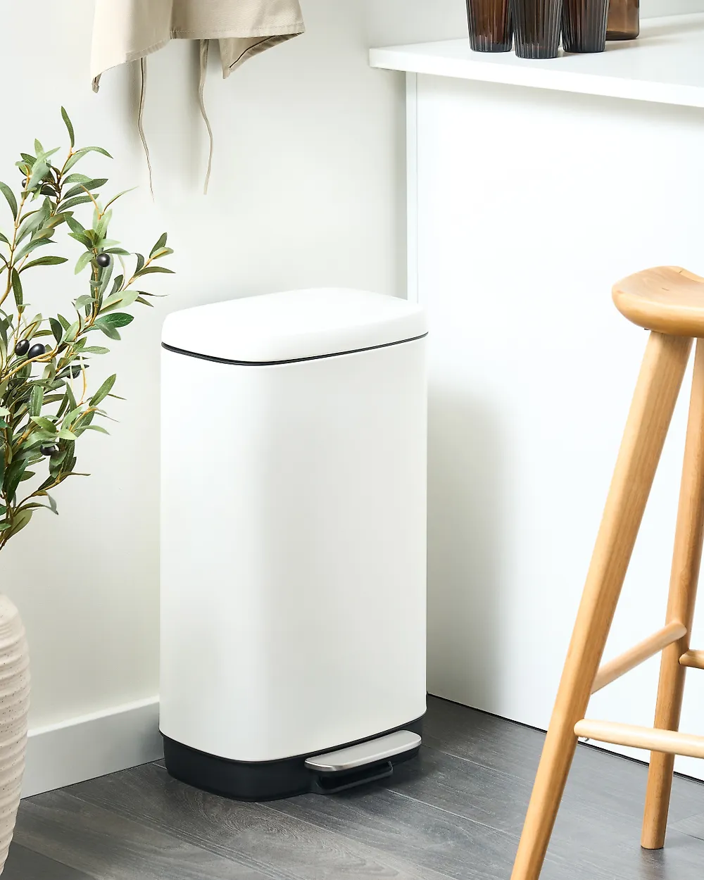 Tretmülleimer 30 L ECOCOLLECT Metall Weiß