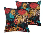 Set of 2 Decorative Cushions PROTEA 45 x 45 cm Velvet Multicolour Floral Pattern_834915
