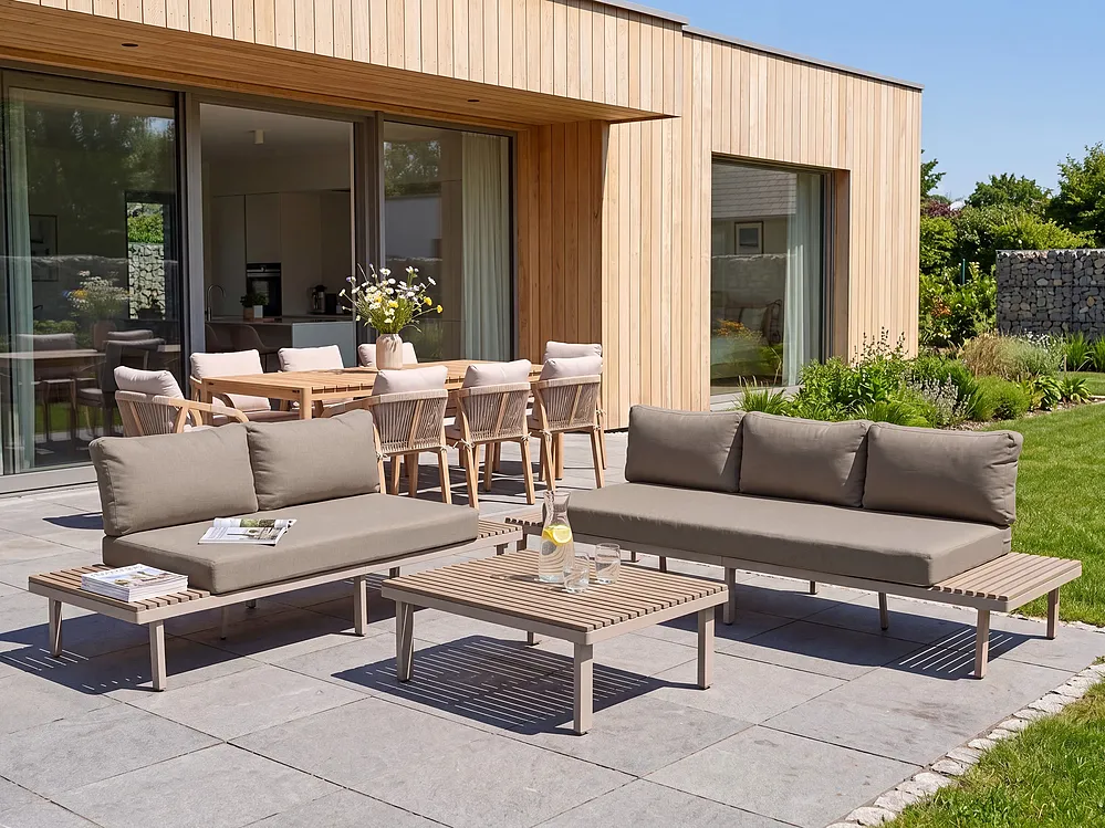 Outdoor Couchtisch FIVIZZANO 90 cm 70 cm Akazienholz Beige_1159423