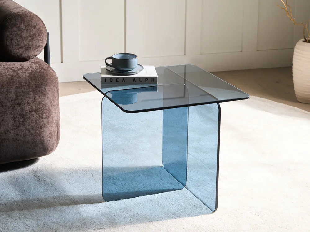 Beistelltisch AMISK Sicherheitsglas Blau
