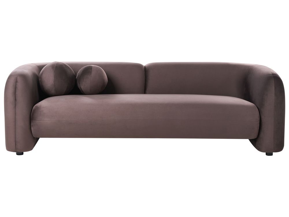 Sofa 3-znamenkasti LEIREN Samet Tamno smeđa