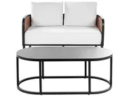 Lounge Set mit Tisch 2-Sitzer MONTEFALCO Metall Weiß_905491