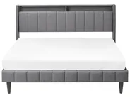 Bed with LED BEAULIEU Fabric Dark Grey 160 x 200 cm (EU King Size) with USB Port with Storage_993604
