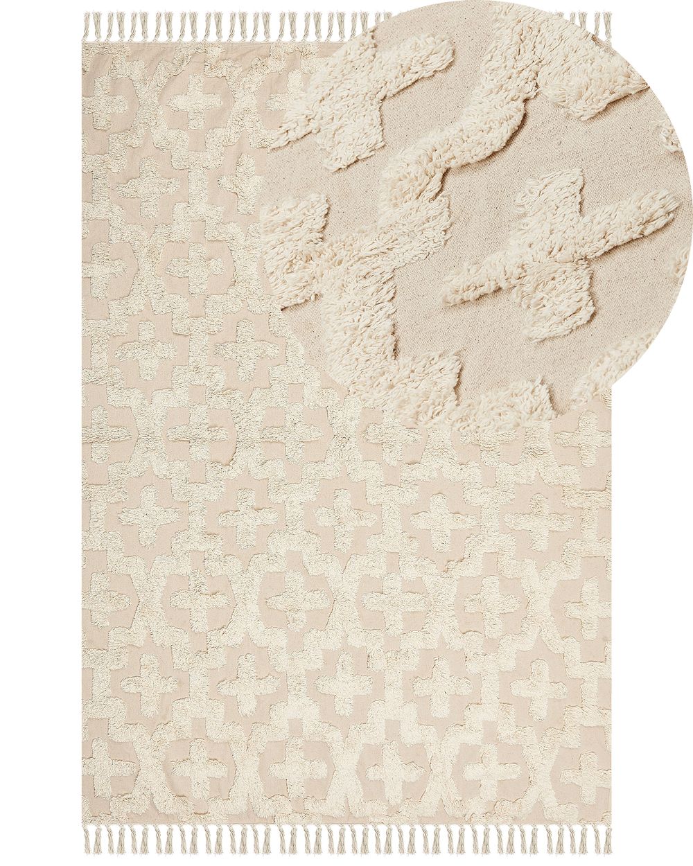 Vloerkleed ITANAGAR Beige 160 x 230 cm Katoen