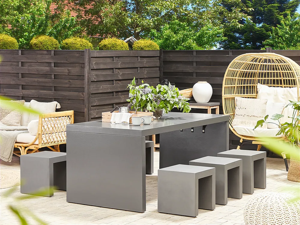 Gartentisch TARANTO 180 cm 90 cm Beton Grau_804771