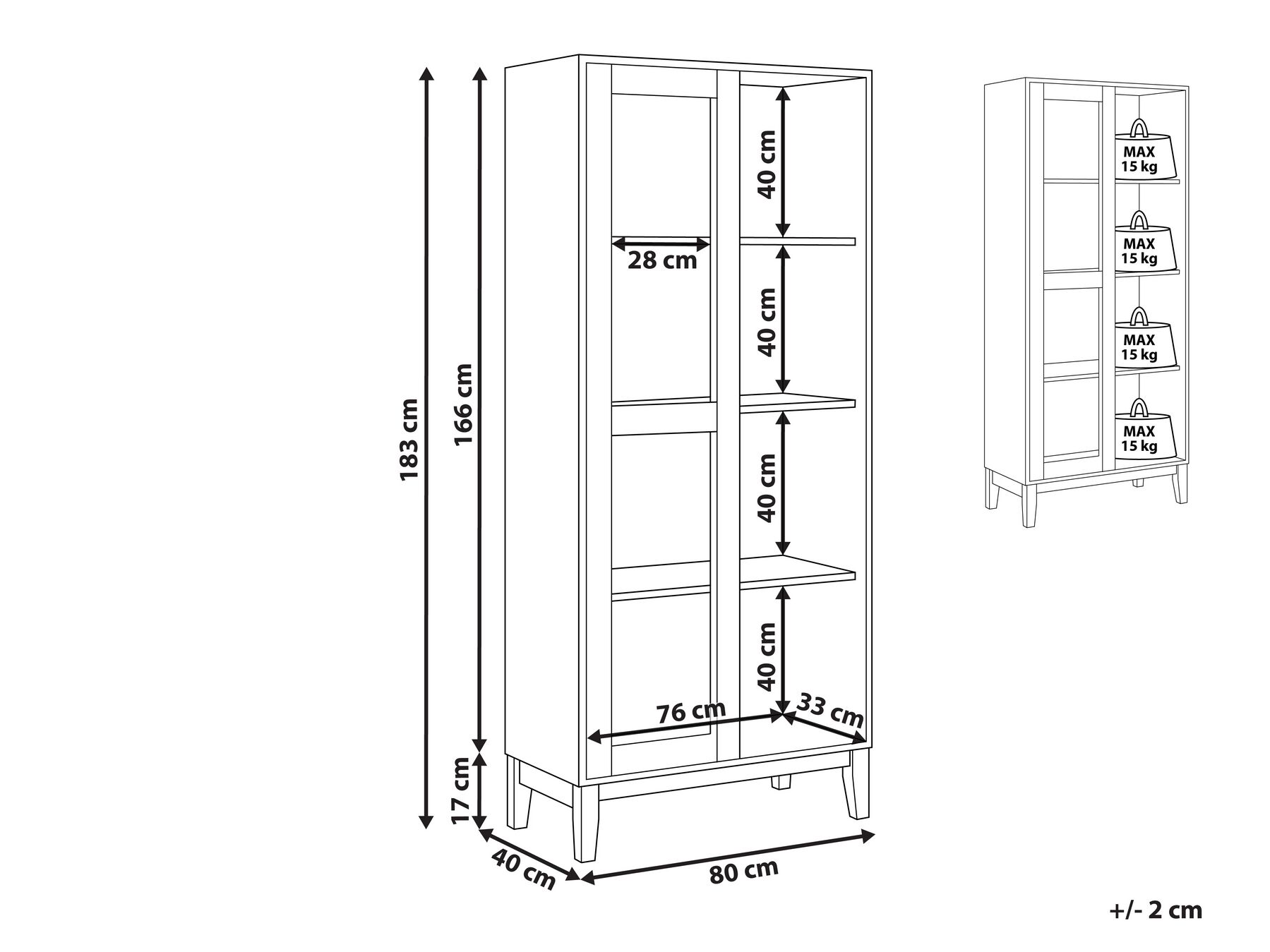 Vitrine mit Glastüren RUMSON 80 cm Hellbraun_913787