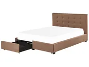 Bed with Storage Drawers LA ROCHELLE Fabric Brown 180 x 200 cm (EU Super King)_833018