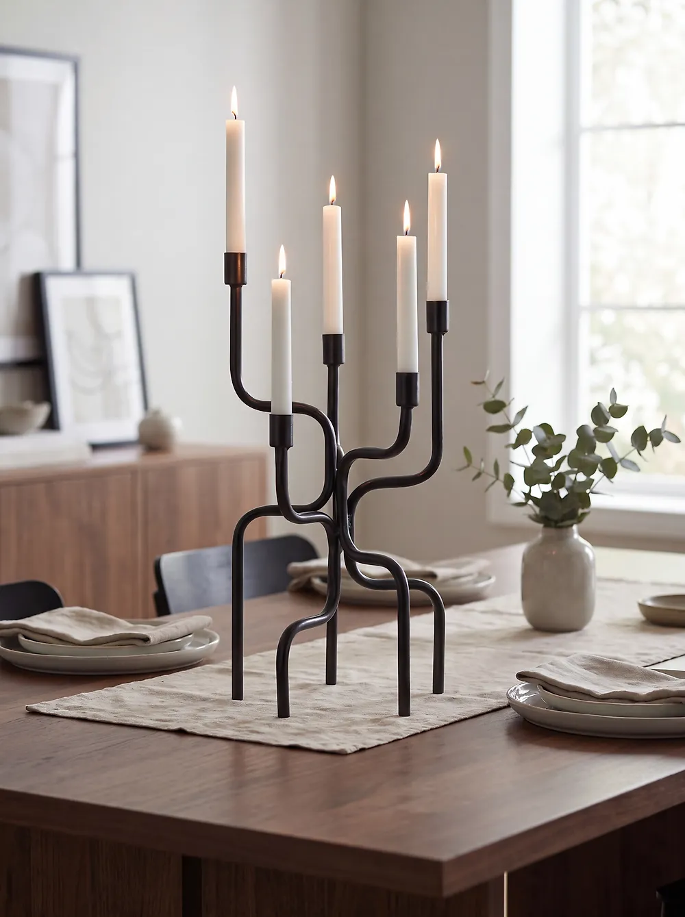 Kerzenständer PORRTELA 50 cm Metall Schwarz