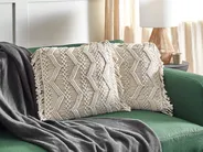 Set of 2 Decorative Cushions KIRIKKALE 45 x 45 cm Cotton Light Beige Geometric Pattern_905441